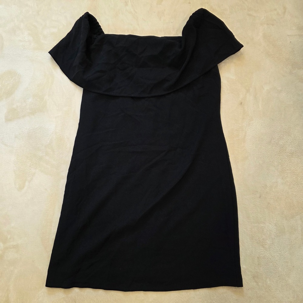 Charles Henry Black Off The Shoulder Shift Mini Dress Size S LBD Nordstrom